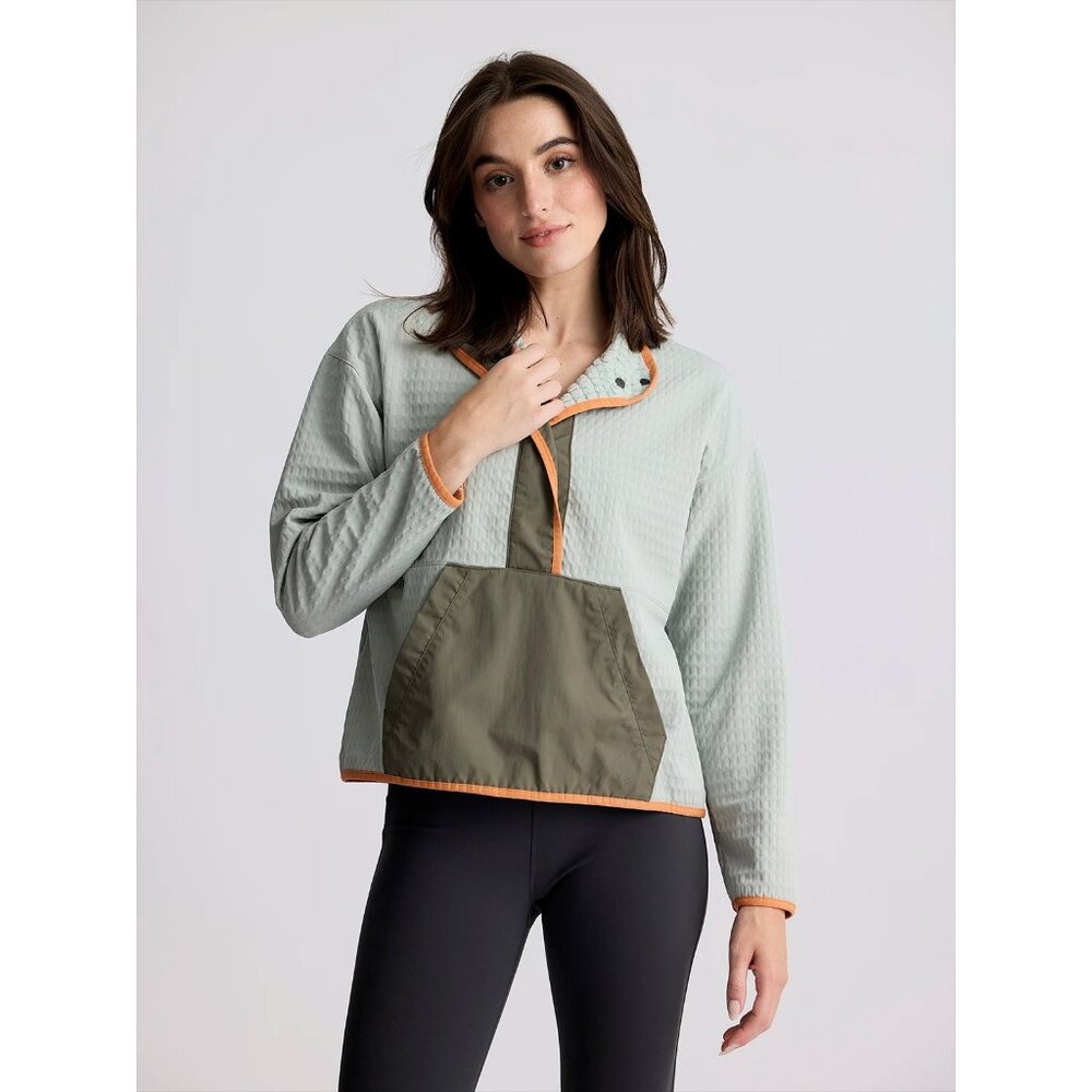 NWT Free Fly Gridback Fleece Snap Pullover Desert Sage Green Women's Large